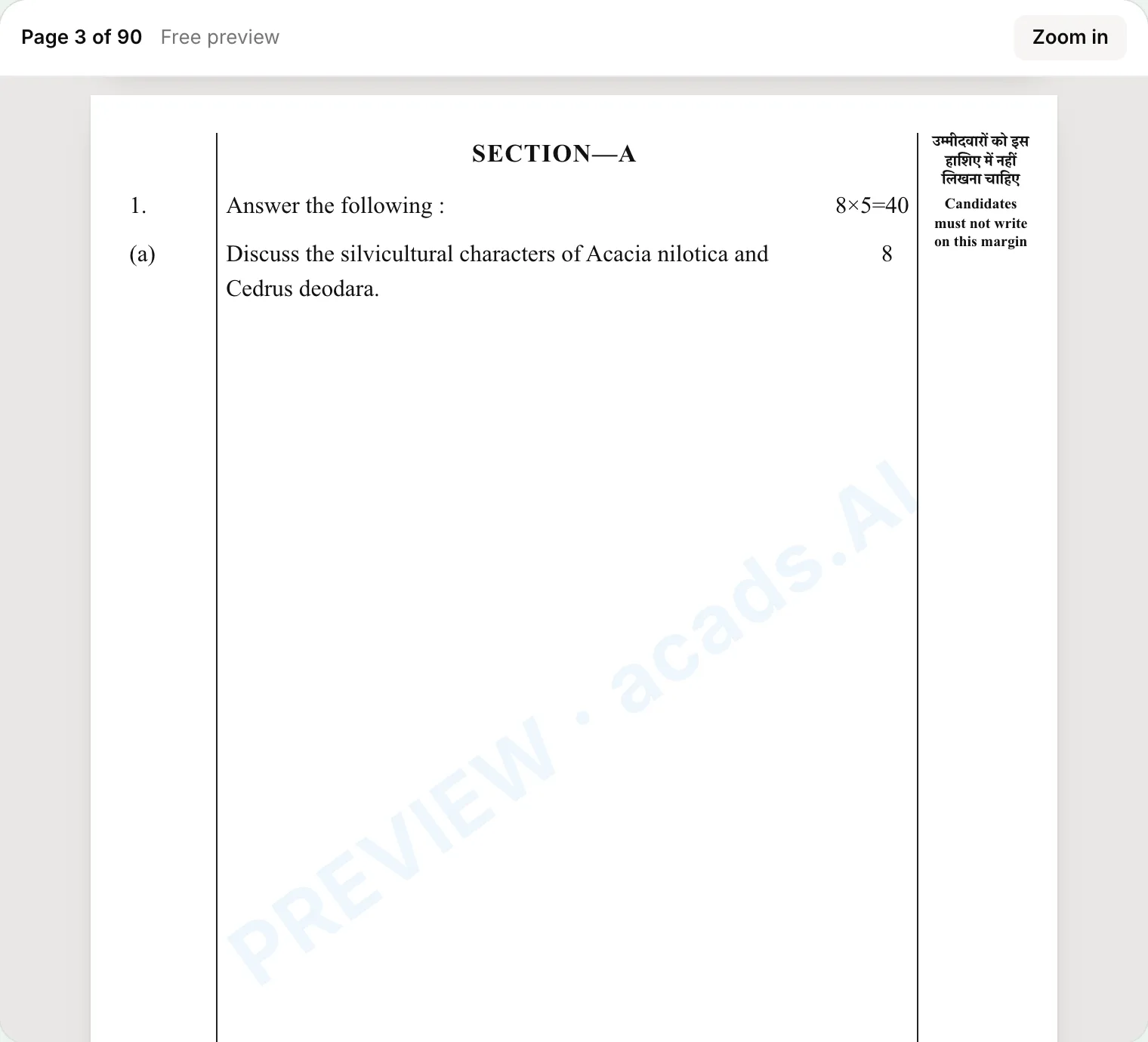 IFoS QCAB Generator: Section A, question 1(a), an 8-mark part on two pages