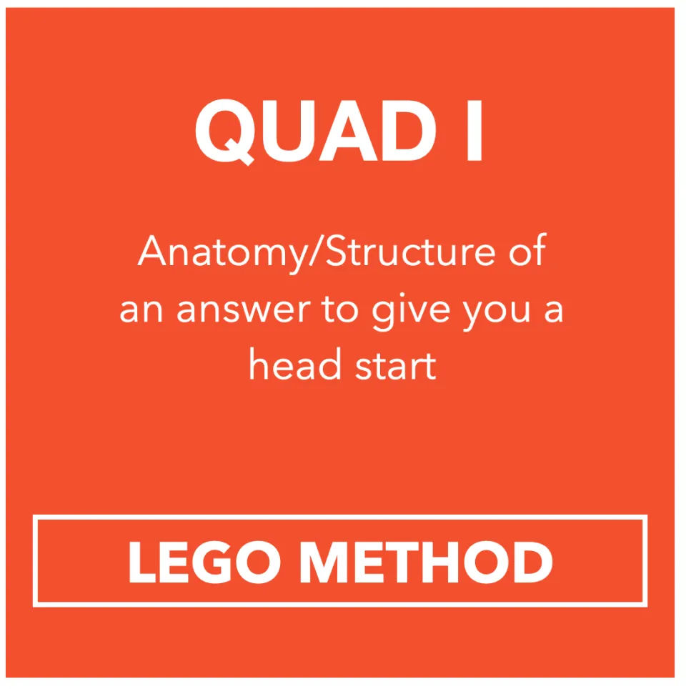 Quad I: anatomy and structure of an answer to give you a head start. The Lego Method