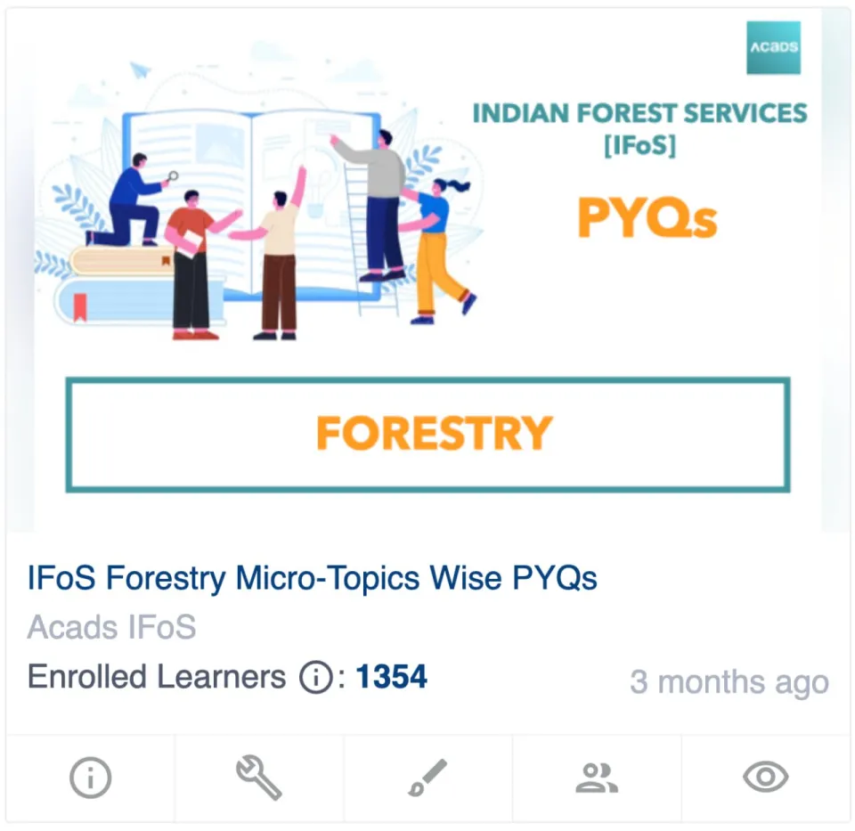 IFoS Forestry micro-topic PYQs on the acads store, 1,354 enrolled learners