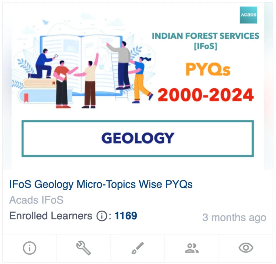 IFoS Geology micro-topic PYQs on the acads store, 1,169 enrolled learners